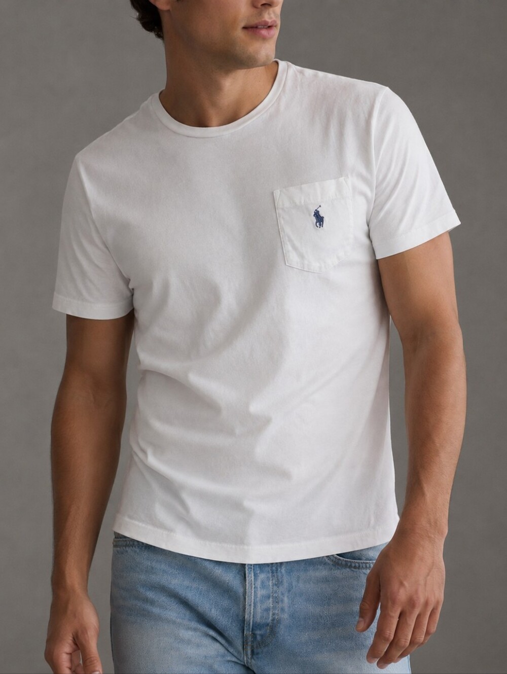 Polo Ralph Lauren White Custom Slim Fit Pocket T Shirt Mens Size Large
